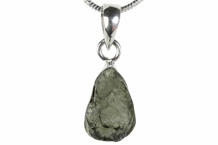 Green Moldavite Tektite Pendant ( g) - Sterling Silver #382702